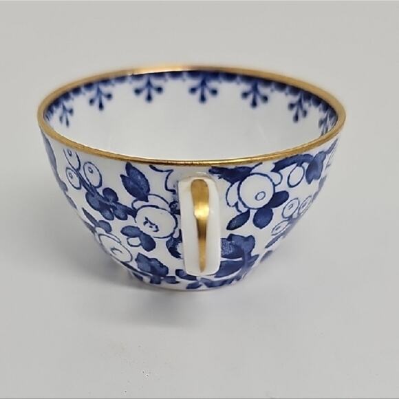 Spode Copelands China England Y6141 Blue Floral Mini Teacup-Saucer w/Gold Trim - Picture 7 of 10